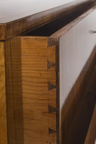 Sleek Biedermeier Two Drawer Walnut Chest