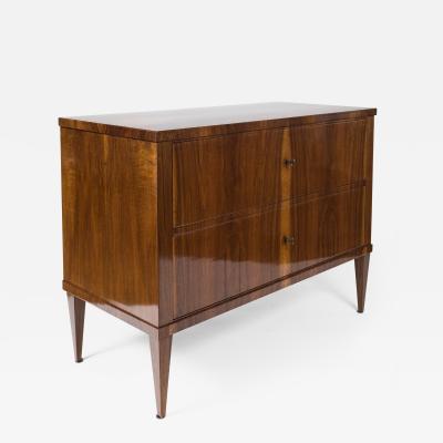 Sleek Biedermeier Two Drawer Walnut Chest