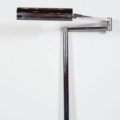 Sleek Mid Century Modernist Chrome Swing Arm Floor Lamp