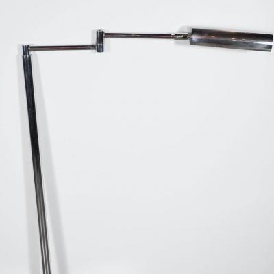 Sleek Mid Century Modernist Chrome Swing Arm Floor Lamp