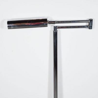 Sleek Mid Century Modernist Chrome Swing Arm Floor Lamp