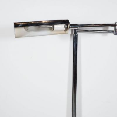 Sleek Mid Century Modernist Chrome Swing Arm Floor Lamp