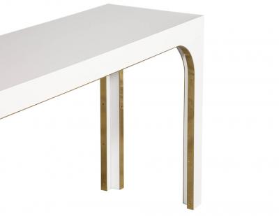 Sleek Modern White Console Table with Metal Accents