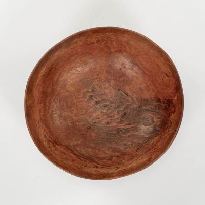 Slightly Organic Oval Shape Swedish Dugout bowl Covered in remnants of Red Paint