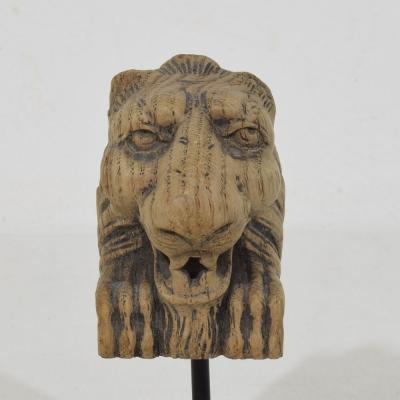 Small 17th 18th Century French Carved Oak Lion Fragment