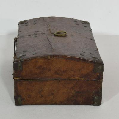 Small 17th Century French Coffer or Box in Leather