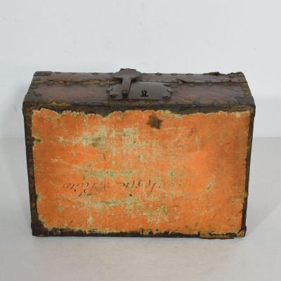 Small 17th Century French Coffer or Box in Leather