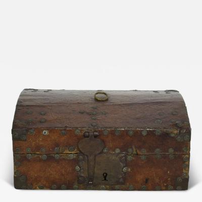 Small 17th Century French Coffer or Box in Leather