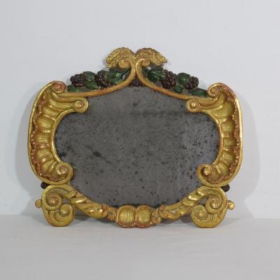 Small 18th Century Italian Carved Giltwood Baroque Mirror