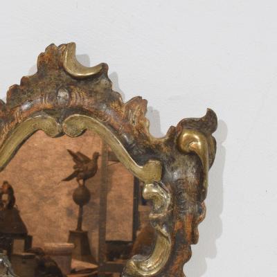 Small 18th Century Italian Handcarved Silver Gilt Baroque Mirror