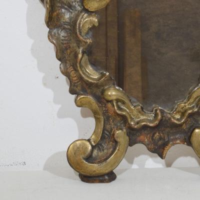 Small 18th Century Italian Handcarved Silver Gilt Baroque Mirror