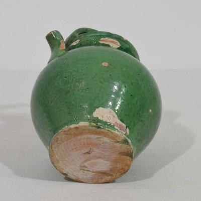 Small 19th Century French Green Glazed Terracotta Jug or Water Cruche