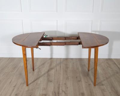 Small 19th Century French Walnut Extension Dining Table with One Leaf