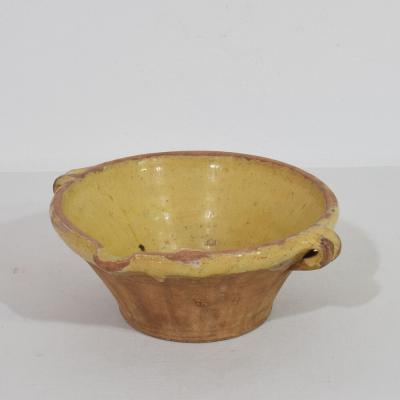 Small 19th Century French Yellow Glazed Terracotta Dairy Bowl or Tian