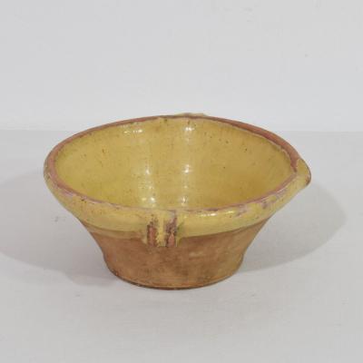 Small 19th Century French Yellow Glazed Terracotta Dairy Bowl or Tian