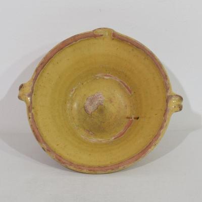 Small 19th Century French Yellow Glazed Terracotta Dairy Bowl or Tian