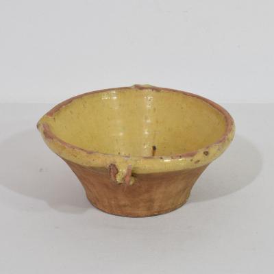 Small 19th Century French Yellow Glazed Terracotta Dairy Bowl or Tian