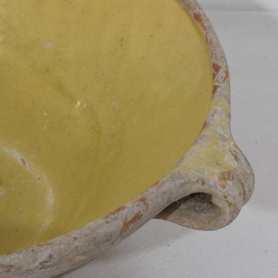 Small 19th Century French Yellow Glazed Terracotta Dairy Bowl or Tian