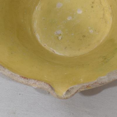 Small 19th Century French Yellow Glazed Terracotta Dairy Bowl or Tian
