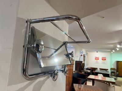 Small Art Deco Coat Rack with Mirror Chromed Steeltube France circa 1930