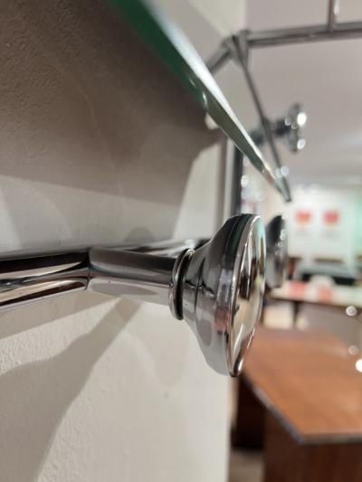 Small Art Deco Coat Rack with Mirror Chromed Steeltube France circa 1930