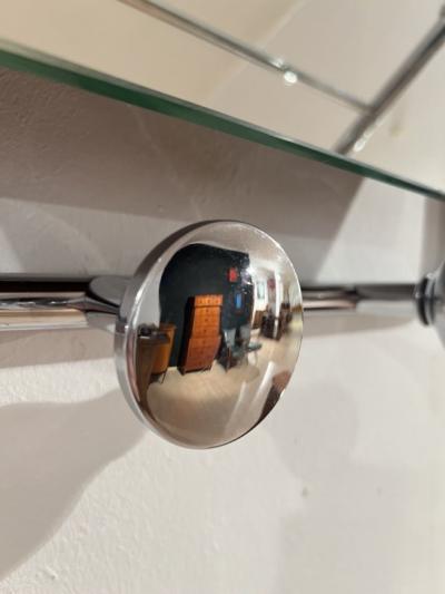 Small Art Deco Coat Rack with Mirror Chromed Steeltube France circa 1930