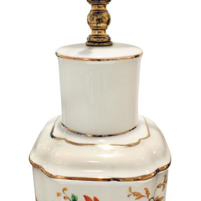 Small Artisan Hand Painted Porcelain Table Lamp 1960s