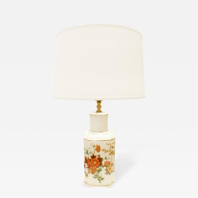 Small Artisan Hand Painted Porcelain Table Lamp 1960s