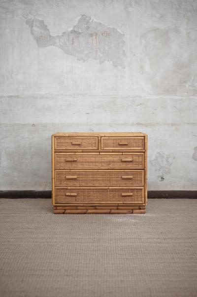 Small Bamboo and Rattan Chest of Drawers 1980s