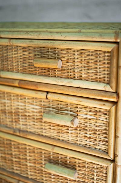 Small Bamboo and Rattan Chest of Drawers 1980s