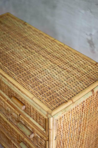 Small Bamboo and Rattan Chest of Drawers 1980s