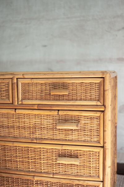 Small Bamboo and Rattan Chest of Drawers 1980s