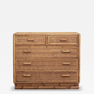 Small Bamboo and Rattan Chest of Drawers 1980s