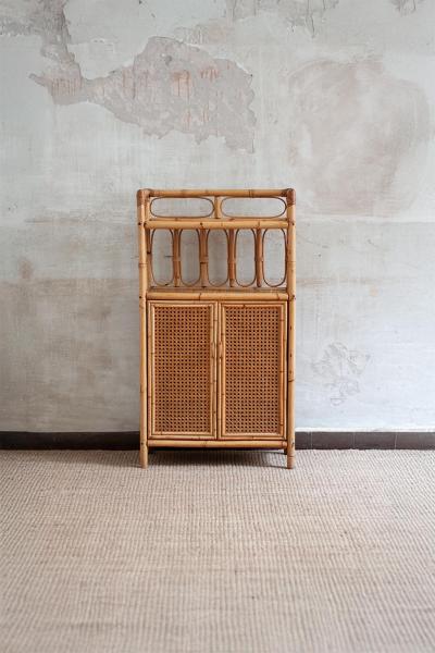 Small Bamboo and Vienna Straw Cabinet 1970s