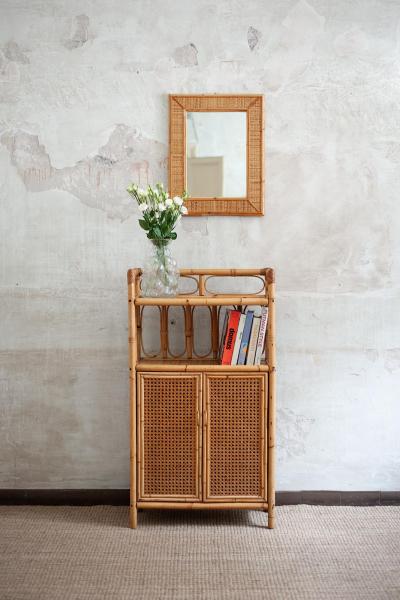 Small Bamboo and Vienna Straw Cabinet 1970s