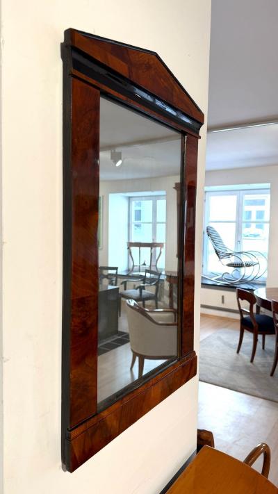Small Biedermeier Wall Mirror Walnut Veneer Ebonized Austria circa 1820