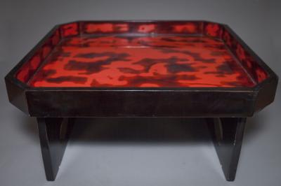Small Black Lacquer Table with Red and Black Design