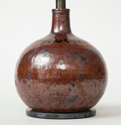 Small Brown Ceramic Lamp Vallauris France c 1960s