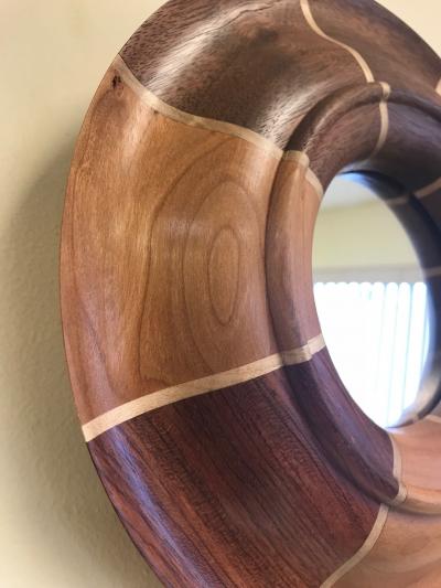 Small Custom Walnut and Maple Inlay Mirror
