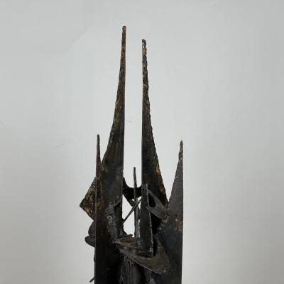 Small Decorative Brutalist Sculpture on Brass Stand