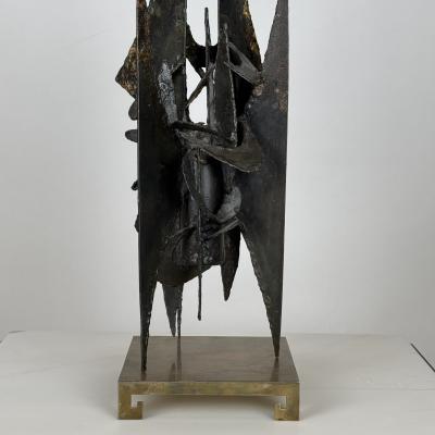 Small Decorative Brutalist Sculpture on Brass Stand
