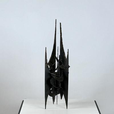 Small Decorative Brutalist Sculpture on Brass Stand