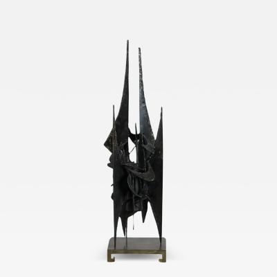 Small Decorative Brutalist Sculpture on Brass Stand