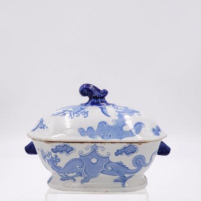 Small English Porcelain Sauce Tureen in the Chinese Taste circa 1900