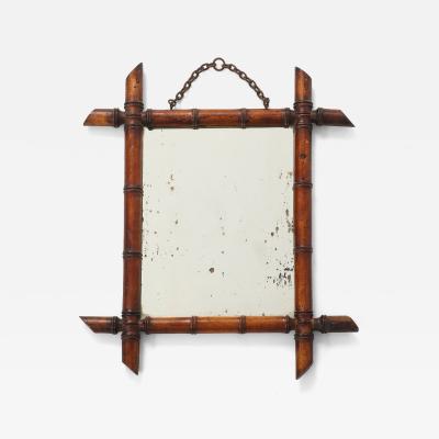 Small Faux Bamboo Carved Frame Mirror England 1940s