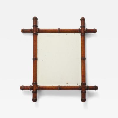 Small Faux Bamboo Carved Frame Mirror England 1940s