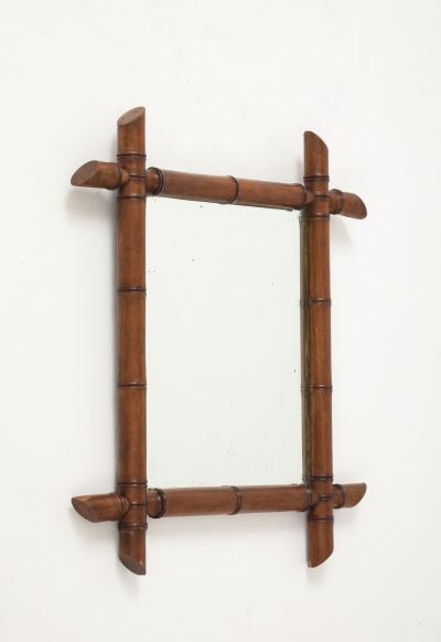 Small Faux Bamboo Carved Frame Mirror England 1940s