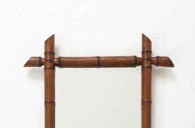 Small Faux Bamboo Carved Frame Mirror England 1940s