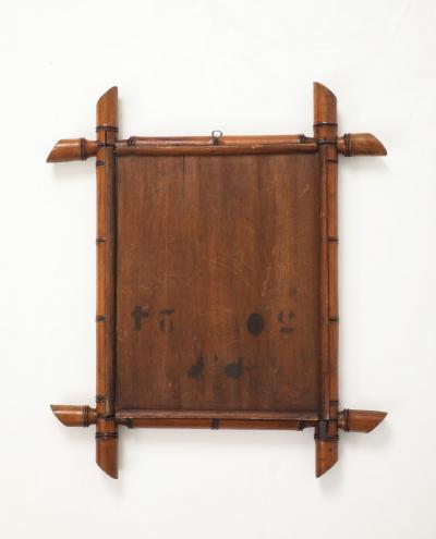 Small Faux Bamboo Carved Frame Mirror England 1940s