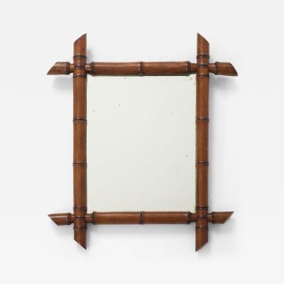 Small Faux Bamboo Carved Frame Mirror England 1940s